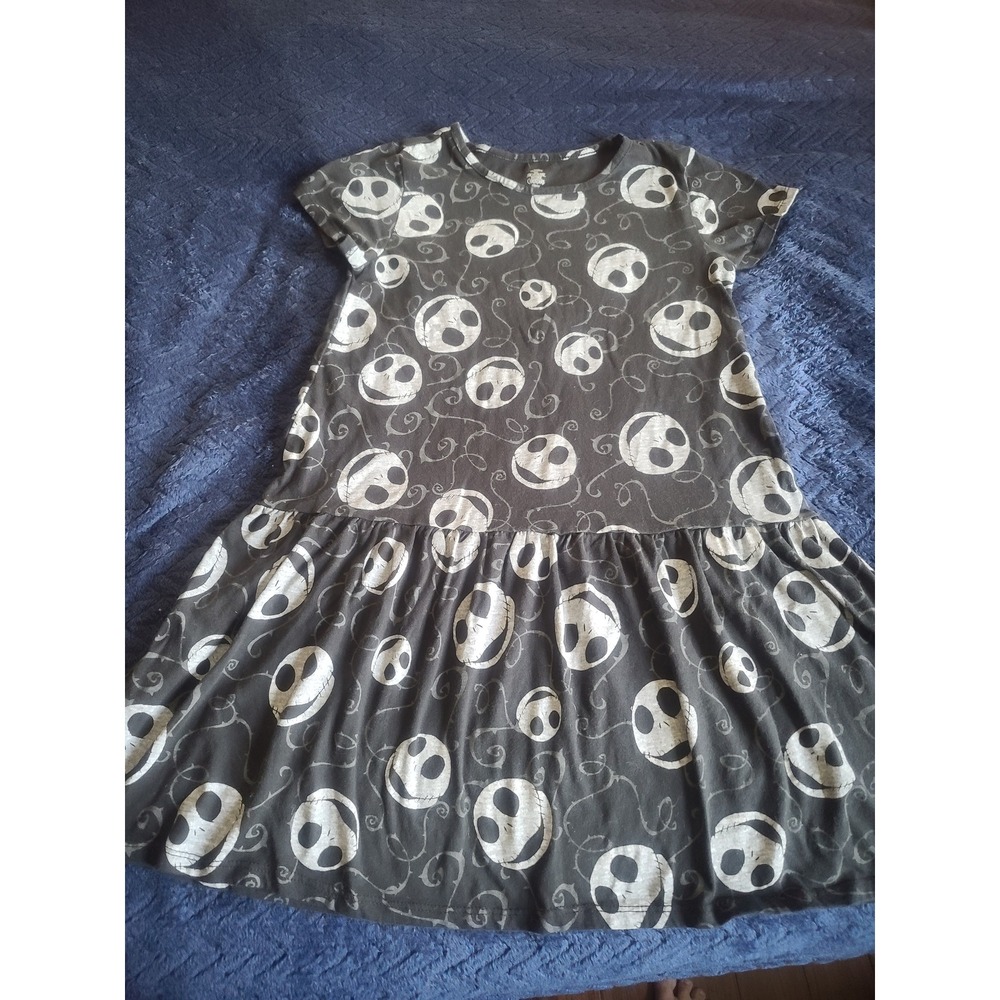 Disney Nightmare Before Christmas Skellington Dress Girls L 10/12 Black‎ gothic